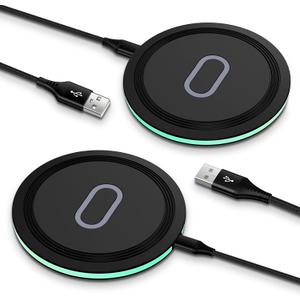 for Samsung Fast Wireless Charger Pad, 2 Pack 15W Wireless Charging Pad Fast Charging Station for Samsung Galaxy S25 Edge S24 FE S23+ S22 S21 Note 20, iPhone 16 15 14 13 Pro Max, Pixel 10 Pro 10 9 9a