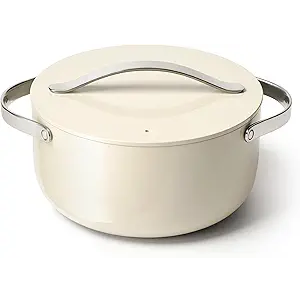 Caraway Dutch Oven Pot with Lid (6.5 qt, 10.5") - Non-Stick Ceramic Coating - Free From Forever Chemicals - Oven Safe & Stovetop Agnostic - Cream