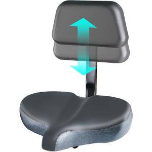 YLG Oversized Bike Seat with Backrest Comfort Wide Bicycle Saddle Replacemen for Tricycle, Electric, Commuter, Stationary Bikes, Soft Thick Foam Padded Cushion, Adjustable, Waterproof