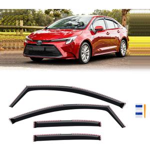 in-Channel Rain Guards for 2020-2026 Toyota Corolla Sedan, Window Visor Shields Vent Deflector Shade Wind Dark Smoke 2021 2022 2023 2024 20 21 22 23 24 25, Tape-On Outside-Mount, 4PCS