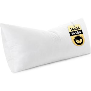 MIULEE 14x36 Inch Down Feather Pillow Insert,Fluffy and Comfy Throw Pillow with Cotton Fabric for Bed Couch and Sofa