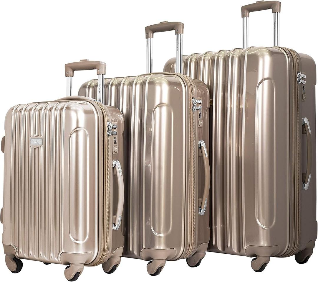 kensie Women's Alma Luggage, Pale Gold, 3 Piece Set (28"/24"/20")