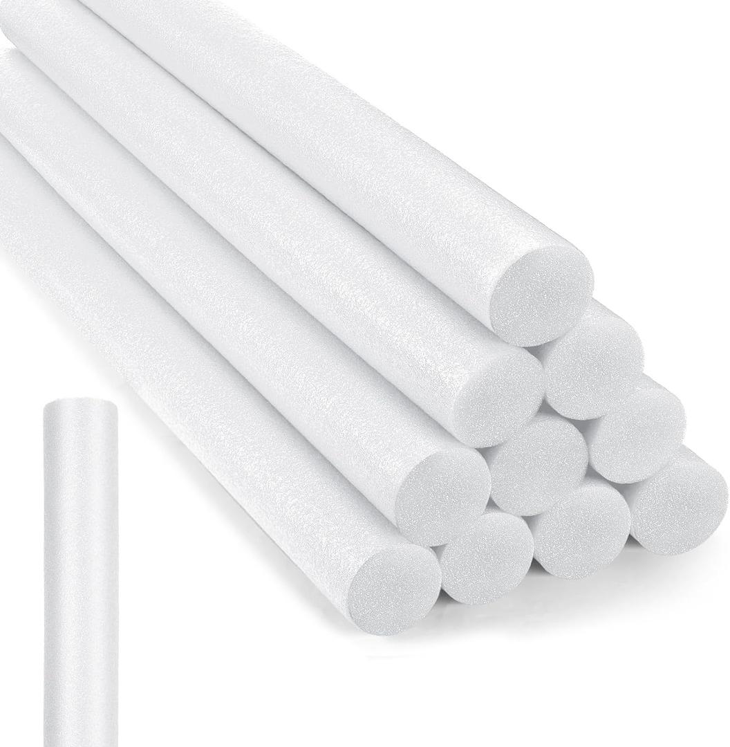 Kathfly 12 Pcs Floating Pool Noodles Foam Tube 1.5 x 35 Inches Floating Foam Tube Round Solid Noodle for Adults Swimming Craft Project (White)