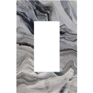 Grey And White Marble Abstract Art Print Decorative Outlet Covers 1 Gang Single Rocker Light Switch Cover Plate Wall Plates GFCI Faceplate for Bathroom Kitchen Decor