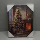 ARPEOTCY LED Framed Christmas Tree Art Decor, Winter Vintage Fireplace Cozy Pictures, 16x20 Inch, Battery Operated(exclude), Xmas Decoration Gifts for Living Room Bedroom Shelf Hallway