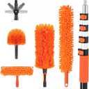 26FT High Reach Duster Cleaning Kit with Extension Pole, High Ceiling Fan Cleaner Duster for Fan Blades, Window Washing Kit with Microfiber Duster & Squeegee