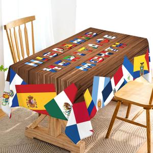Hafangry Hispanic Heritage Month Decorations Tablecloth 21 Spanish Speaking Countries Flags Decor Kitchen Dining Room Home Decor (Retro), 84"L x 60"W