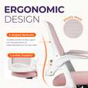 NEO CHAIR Office Desk Gaming Ergonomic Computer Chair with Lumbar Back Support Adjustable Height Swivel Rolling Wheels Flip-up Arms Mesh Chair for Home Vanity (Pink)