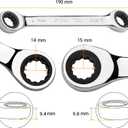 Jetech Double Box End Ratcheting Wrench 14mm x 15mm - Metric 72 Tooth Ratchet Gear Spanner Tools CR-V Heavy Duty Gear Spanner for Repairs