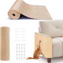 78.7"X15.8" Cat Scratching Mat, Self-Adhesive Cat Scratch Carpet, DIY Cats Scratch Furniture Protector for Couch, Sofa, Wall & Door, Durable Furniture Guards Couch Scratcher from Cats Claws (Beige)