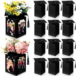 Youyole 12 Pcs 2026 Graduation Photo Box Centerpieces for Table, Class of 2026 Table Decor Picture Frame Holders, 6x4 Inch Grad Party Favors Photo Props for Congrats Grad Decorations Gift(Hat,Black)