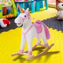 Happy Trails Unicorn Rocking Horse, White/Pink, 28.5” x 11” x 30”