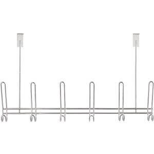 Home Basics Durable 12-Hooks Over-The-Door Hanging Rack (Chrome)