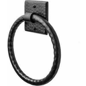 Monarch Abode Bathroom Towel Holder  7-Inch Round Matte Black Bathroom Hand Towel Holder for Bathrooms Wall, Metal Hand Hammered Towels Ring Wall Mount, Traditional Surface-Mounted Ring Hanger
