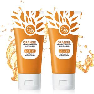 Orange Enzymes Exfoliating Gel for Face & Body, Orange Exfoliating Gel, Moisturizer Face Body Scrub, Deep Cleansing Moisturizing Facial Exfoliator for All Skin Types (2PC, 3 Ounce)