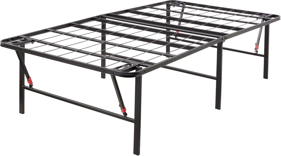 Amazon Basics Foldable Metal Platform Bed Frame, Noise-Free Mattress Foundation with Tool-Free Assembly, 18 Inches High, Sturdy Steel Frame, No Box Spring Needed, Twin Size, Black