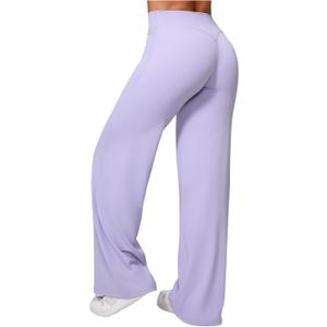 ABOCIW Womens Straight Leg Leggings Bottoms High Waist Gym Workout Leggings No Front Seam Wide Leg Yoga Pants (Medium)