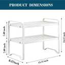 Metal Wire Cabinet Shelf - Multi-Functional Storage Solution for Kitchen, Pantry, Countertop & Under Cabinet - Spice Holder, Bookshelf & Cup Display Stand - White, 2-Tier 16" L