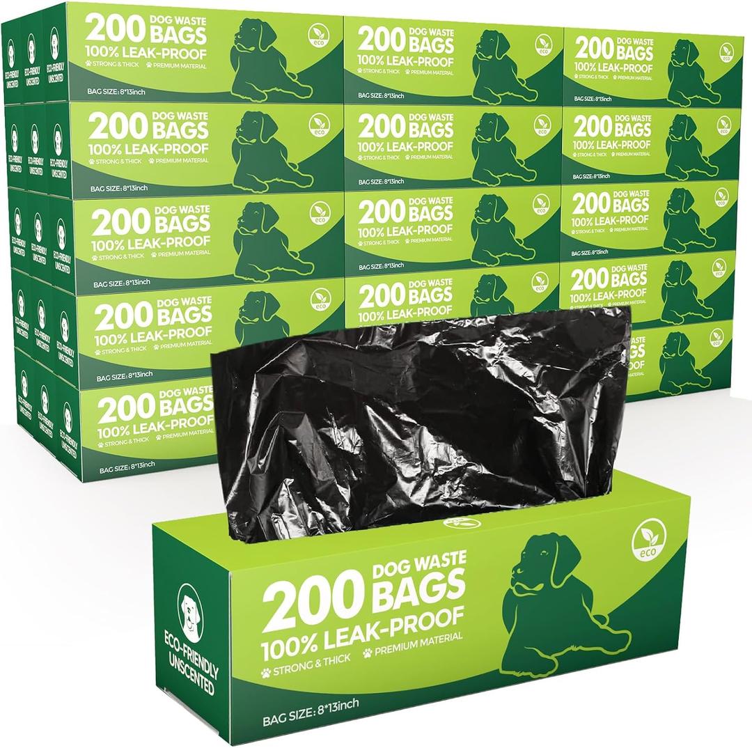 10 x Sherr 10 Boxed Rolls 2000 Counts Dog Poop Bags Bulk Leak Proof Dog Doggy Poop Pet Waste Bags for Puppy Pets Outdoor Walking and Travel