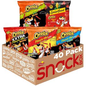 Cheetos Cheese Flavored Snacks, Flamin' Hot Mix Variety Pack, (Pack of 40) (EXP 07/28/26)