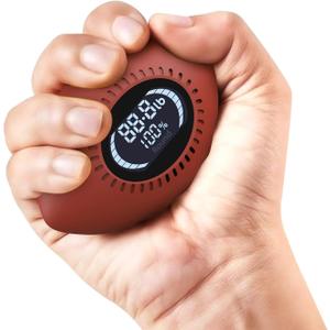 Digital Stress Relief Grip Ball for Adults & Kids, Grip Strength Tester, Hand Strength Gripper up to 220lbs, Forearm Strengthener with Progress Bars & Cheer Sound, Fitness Gift (Brown)
