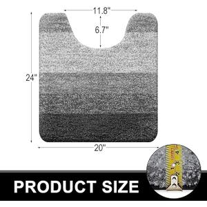 OLANLY Luxury Toilet Rugs U-Shaped 24x20, Extra Soft and Absorbent Microfiber Bathroom Rugs, Non-Slip Plush Shaggy Bath Mat, Machine Wash Dry, Contour Bathroom Mats for Toilet Base, Grey