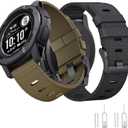 for Garmin Instinct Watch Band, Rugged Nylon Replacement Strap for Instinct 2 Instinct 3 45mm, Compatible with Garmin Instinct Solar, Tactical, Tide Esports, Sport Outdoor Work Use Replacement Band (2 Pack Black+Khaki (Black Buckle))