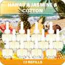 Plug Ins Refills Air Freshener 12 Pack,Hawaiian, Jasmine & Cotton, for Home and Bathroom 7.92 Fl Oz Compatible with Air Wick & Glade Not Include Glade Plus
