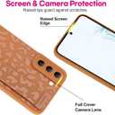 OOK Compatible with Samsung Galaxy S22 Plus Case with Wrist Strap, Leopard Silicone Shockproof Protective Slim Anti-Scratch Cheetah Cover for Women Girls, Brown