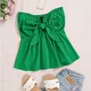 SOLY HUX Women's Frill Trim Tie Front Tube Top Sleeveless Strapless Ruffle Summer Tops (Green, L)