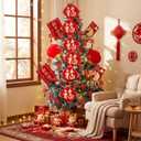 Novabright 36 Pcs Chinese New Year Decorations 2026 Red Hanging Ornaments Year of The Horse Fu Character Chinese Red Lanterns Pendant Charm Tree Picks Decor for Lunar Spring Festival Decor