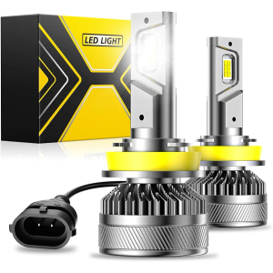 H11/H8/H9 Bulbs Super Bright,6500K Cool White H8 Light Bulbs, 50000+Hours H11 Powersport Bulb with Cooling Fan, Pack of 2