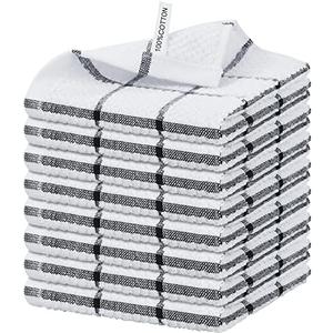Nialnant 8 Pack Kitchen Dish Rags,100% Cotton Dish Cloths for Washing Dishes,Quick Drying Kitchen Towels,12x12 Inches,Black Plaid