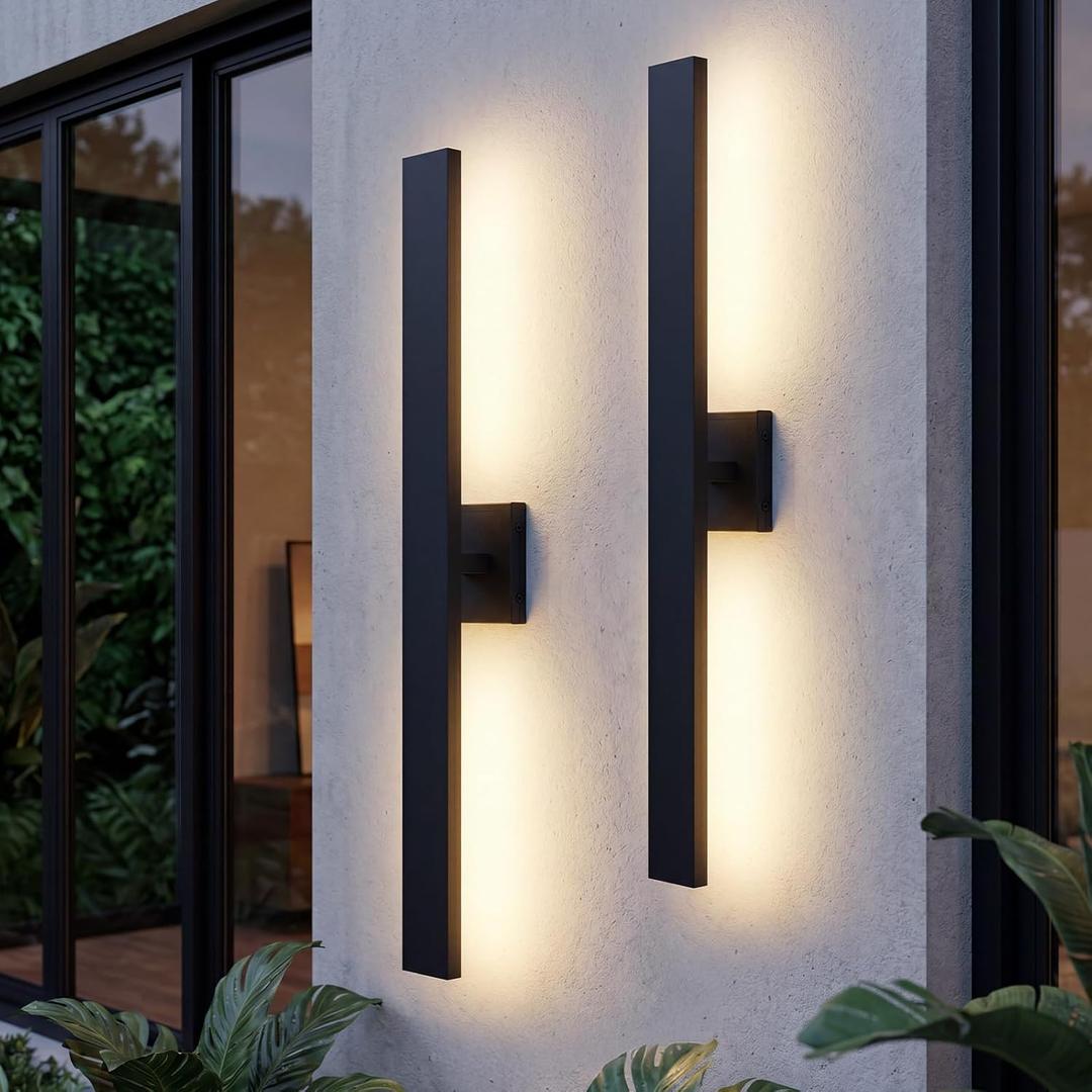 Aluminum 32 Inch Modern Wall Sconces Set of 2 LED 26W Black Sconce, 32 x 6.4 x 3.1 inches