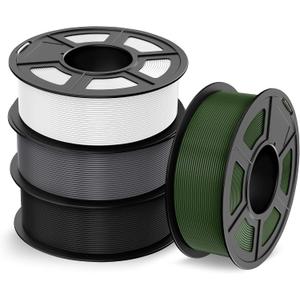 TECBEARS High Speed PLA Plus Filament 1.75mm, High Toughness 3D Printer Filament, High Flowable Rapid PLA+ for Fast Printing up to 600mm/s, 4 Pack 1kg Spool, Black+White+Grey+Olive Green