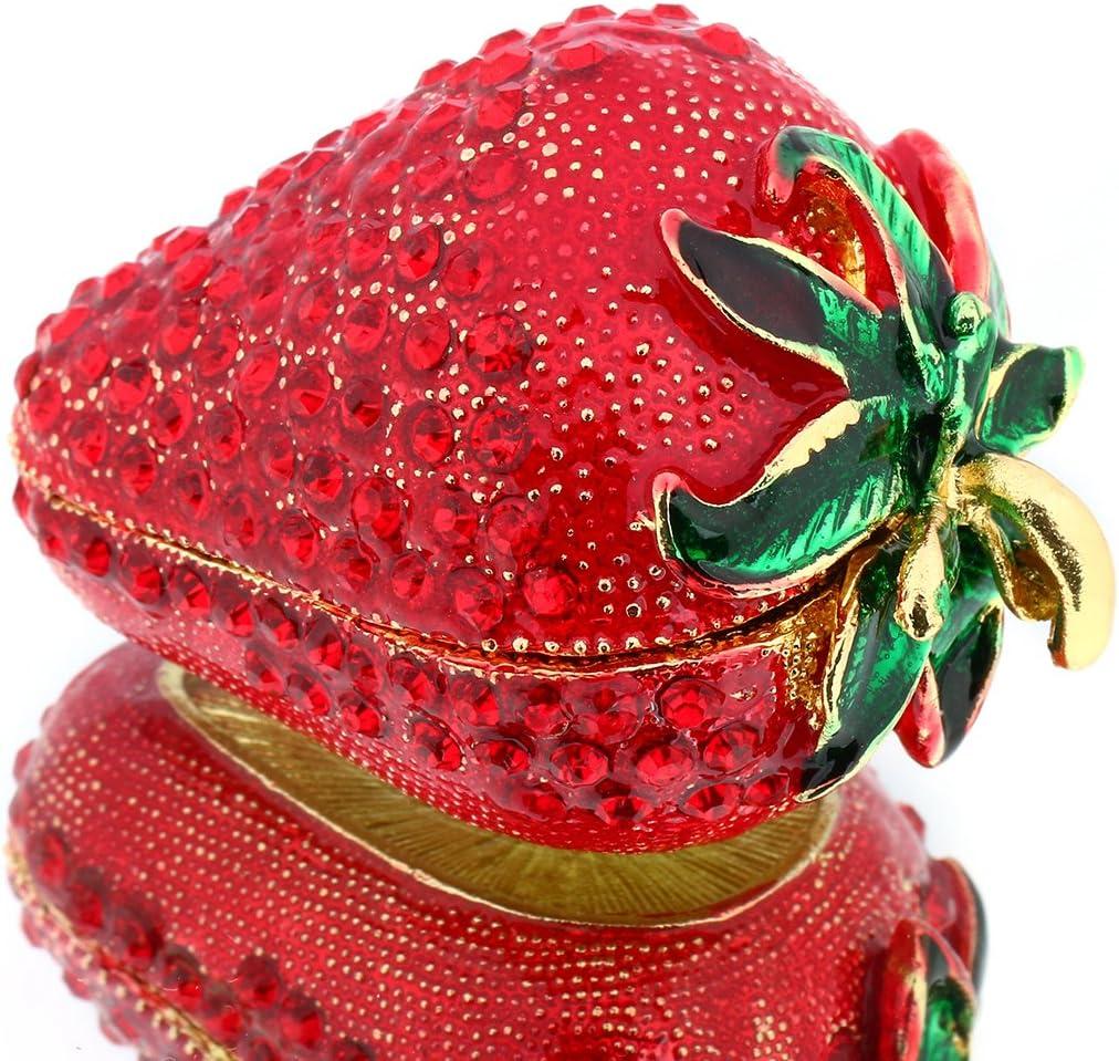 YU FENG Hinged Trinket Box For Girls, Handmade Red Strawberry Trinket Boxes Decorated for Women (Red Strawberry)