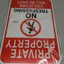 Private Property No Trespassing Violators Will Be Shot Sign, 2Pack-18"x12" Trespassers Will be Shot Sign, Engineer Grade Rust Free Reflective Aluminum, Fade Resistant, UV Protected, Easy to Mount (Red Black and White-2Pack-18"x12")