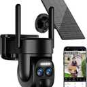 Uniter 4K Solar Security Cameras Wireless Outdoor, 5G/2.4G WiFi PTZ Camera Battery Powered, 360View Home Security Systems with Color Night Vision/Spotlight Siren/PIR Sensor/Auto Human Tracking/IP66