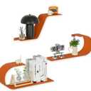 Orange Floating Shelves Set of 3, Orange Metal Decor, Unique Mounted Floating Shelf, Modern Long Wall Shelf, Large Wall Shelves for Bedroom, Bathroom, Living Room