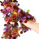 6PCS 39.36 Feet Christmas Tinsel Garland Collapsible Colorful Sequin Garland Xmas Tree Tinsel Hanging for Christmas Party Indoor and Outdoor Apartment Party Decorations