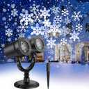 Fussion Snowflake Christmas Projector Lights Outdoor, Double-Head Snowflake Projector Lights Waterproof, Holiday Projector Lighting Outdoor with Timer for Outside Indoor Wall Window Christmas Decor