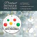 3 x Pickleball Ornament 2025, White Elephant Gift  Deck The Halls with Pickleballs Holiday Decoration  Gift for Pickleball Players, Coaches, and Fans  Ceramic Sports Ornament for Tree or Stocking