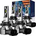 NOVSIGHT H11 9005 LED Light Bulbs - 500% Super Brighter 6500K Cool White, Fanless Light, 1:1 Design, Plug and Play 3 Mins Installation, H8 HB3 Automotive Fog Lamps, Pack of 4 (2 Years)