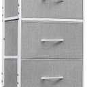 WLIVE Fabric Dresser, 5-Drawer Tall Dressers for Bedroom, Storage Dresser Organizer with Fabric Bins, Wood Top, Sturdy Steel Frame, Chest of Drawers for Closet, Hallway, Light Grey