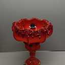 Victorian Lamp Antique Table Lamp,Vintage Fringe Lamp with Shade,European Pastoral Night Stand Flower Lamp Table Light for Bedroom Living Room(11.8" D x 11.8" W x 20.5" H, Red)