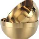Generic Stainless Steel Bowl,Soup Bowl,Lightweight Serving Bowl,Cereal Bowl,BPA Free Double-Walled Insulation,Easy to Clean,Set of 2, 11CM,300ML, Gold (small)