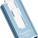 MFi Certified 256GB Flash Drive for iPhone, 3 in 1 Type-C USB Memory Stick Thumb Drive for Photos Videos, High Speed External Memory Storage Photo Stick for iPhone iPad Android PC (Blue)