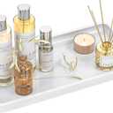 Weenson Bathroom Vanity Tray for Countertop Toiletries Makeup Decor Perfume Candles, Kitchen Tray for Soap Dispenser Spice Salt Coffee, Toilet Tank Tray Bamboo11.81 L x 6.1 W x 0.79 H (White)