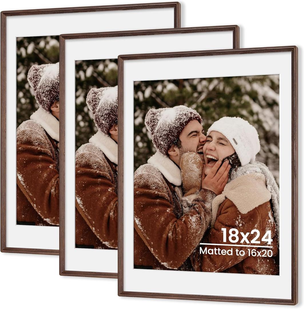 Axeman 18x24 Natural Solid Oak Wood Picture Frame with 16x20 Mat, Premium Rustic Wooden Photo Frames with Tempered Glass, Poster Photo Frame for Gallery Wall Hanging, Walnut, 3 Packs Axeman 18x24 Natural Solid Oak Wood Picture Frame with 16x20 Mat, Premium Rustic Wooden Photo Frames with Tempered Glass, Poster Photo Frame for Gallery Wall Hanging, Walnut, 3 Packs