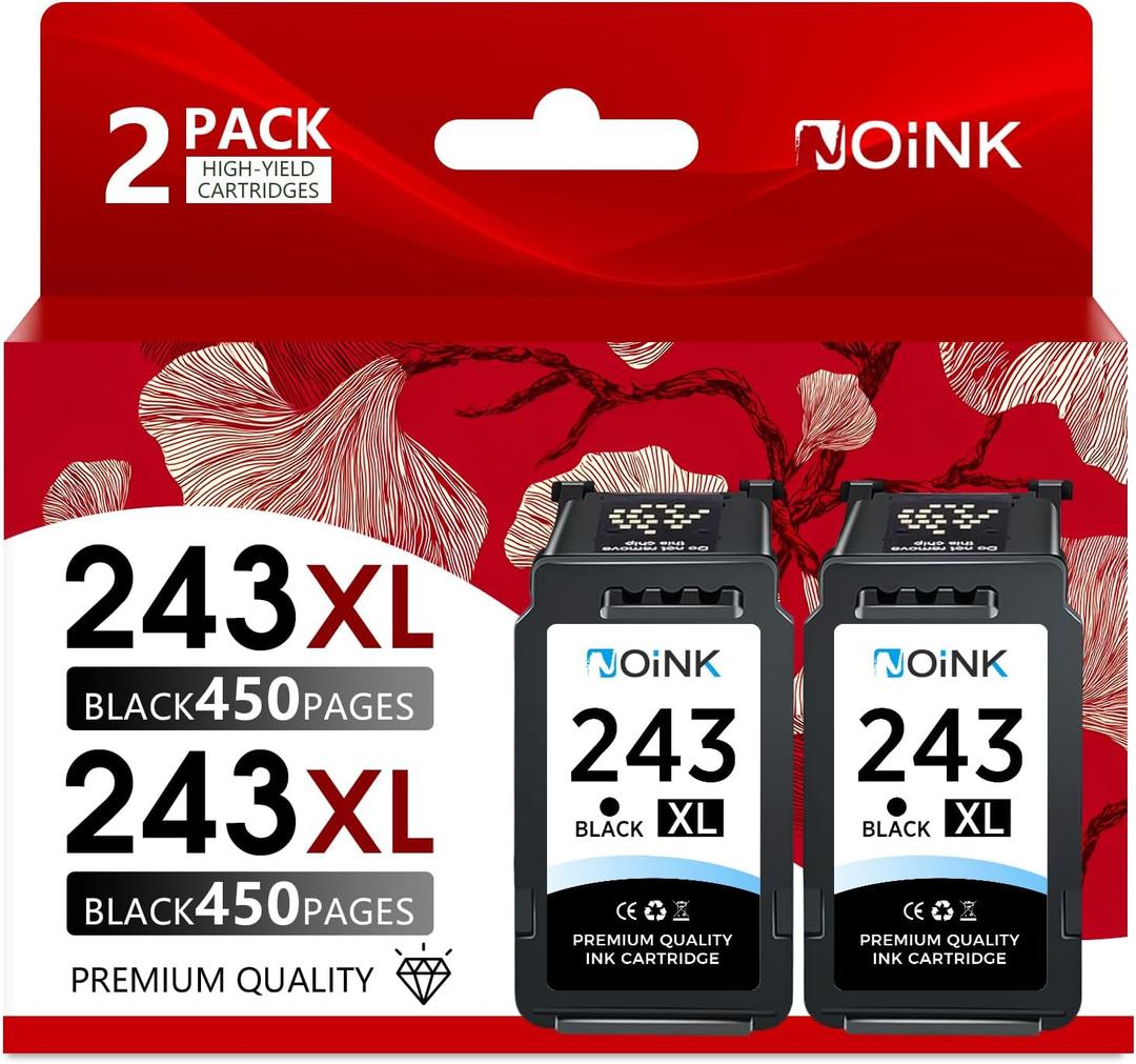 NOINK 243XL Ink Cartridges Black Combo Pack High Yield Replacement for Canon PG-243 XL – Compatible with Pixma TS3420 TS3400 MX490 MX492 MG2522 MG2922 TR4520 TR4522 TS3122, 2 Black